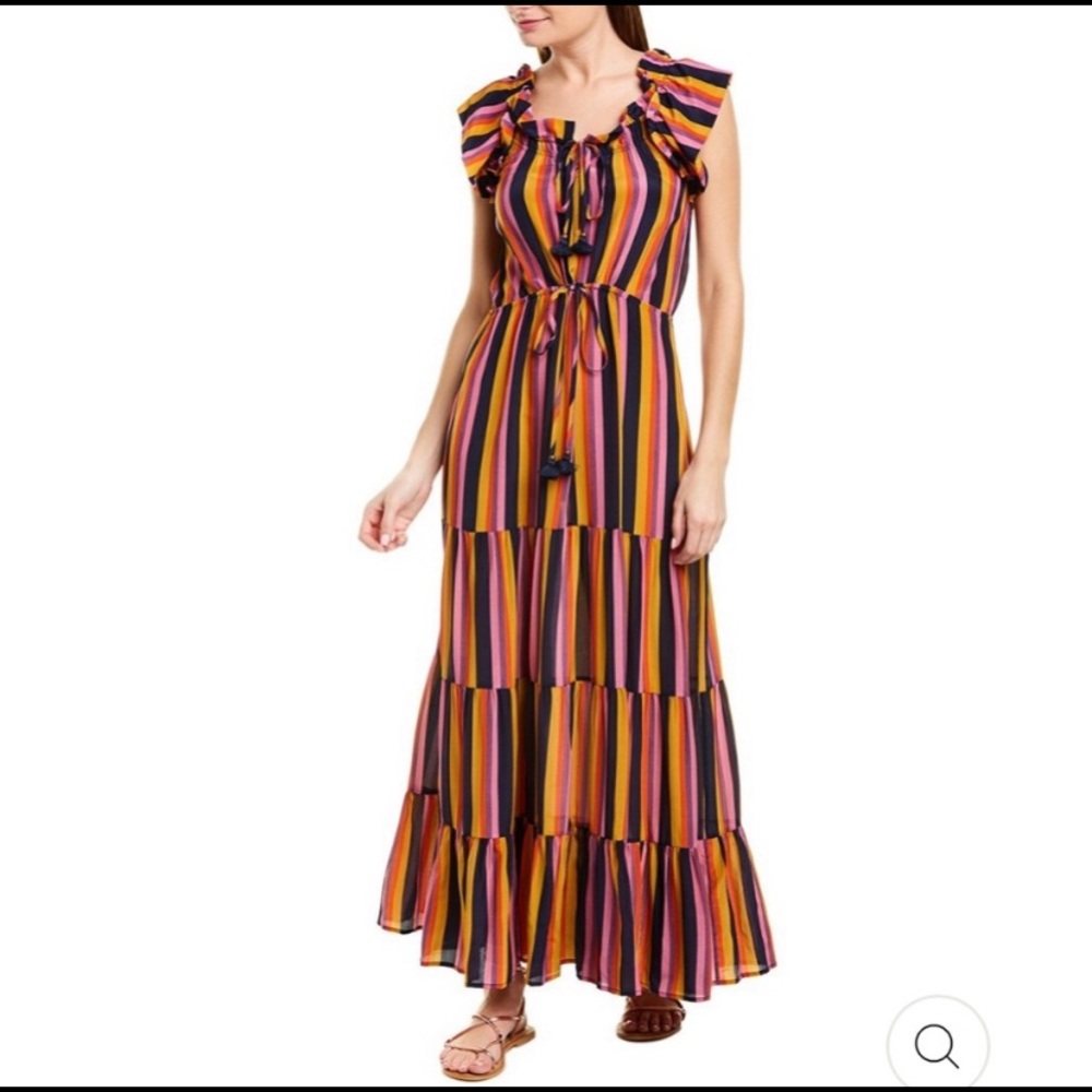 Figue 100% Silk Striped Gianna Maxi Dress 16/ XL